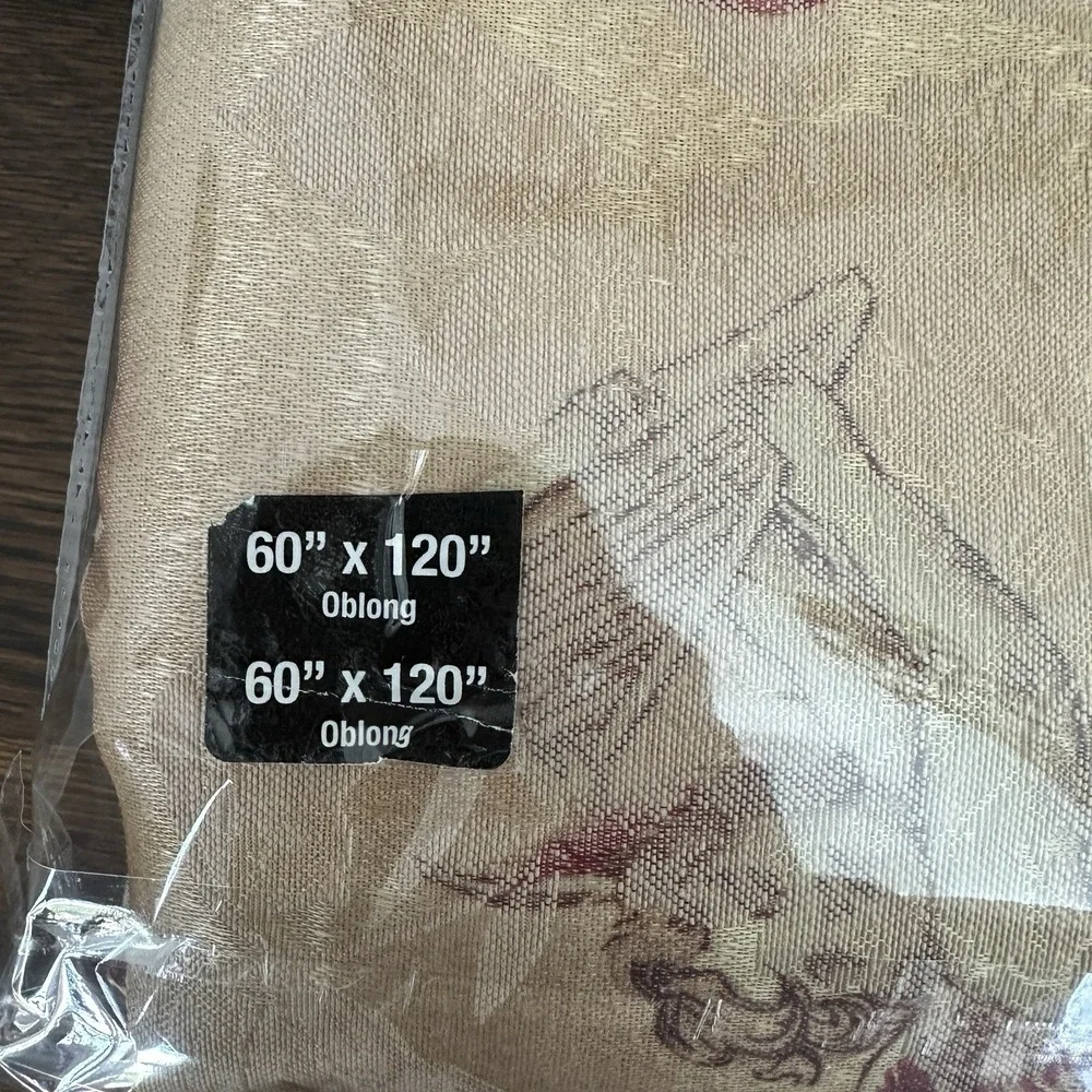 Linens N Things Holiday Tablecloth 60x120 Inch Cheribini Antique Gold Oblong New